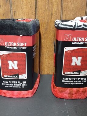 2 Nebraska Ultra Soft Tailgate Throws – Red & Black